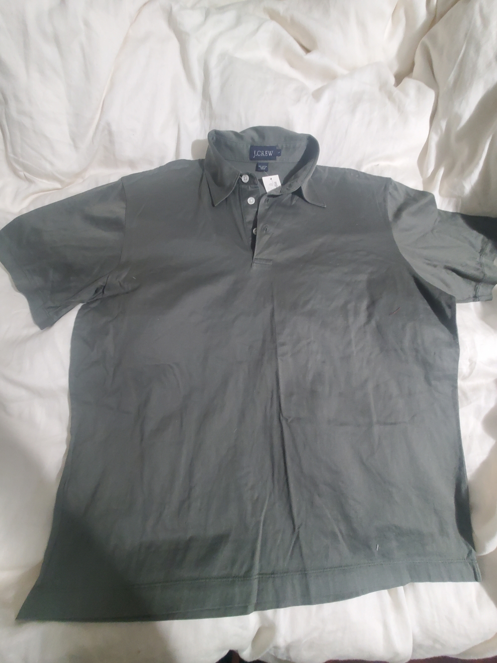 J. Crew Men's Olive Green Short-Sleeve Polo